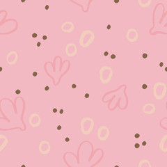 Abstract seamless texture with hand drawn ink shapes. Vector pattern with different elements, dots, circles.