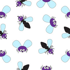Funny cartoon flying flies.