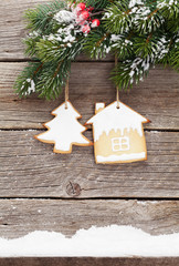 Christmas greeting card with gingerbread cookies