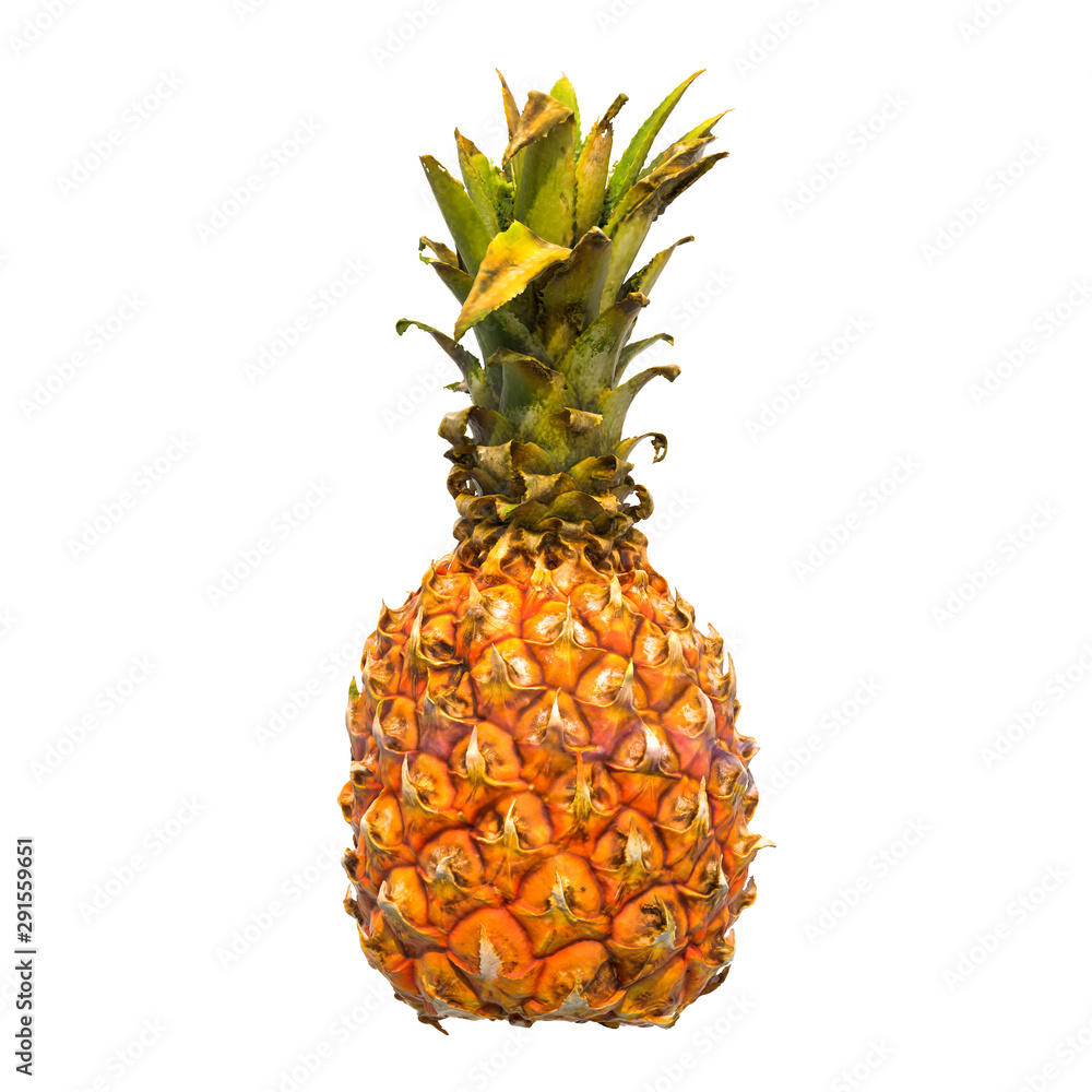 Poster mini pineapple close-up 3d rendering with realistic texture