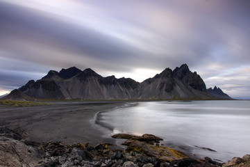 Purple sky over the mountain