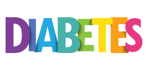 DIABETES colorful vector typography banner - obrazy, fototapety, plakaty