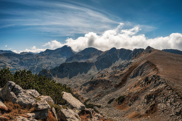 Panoramic view from Muratov peak in Pirin mountain, Bulgaria