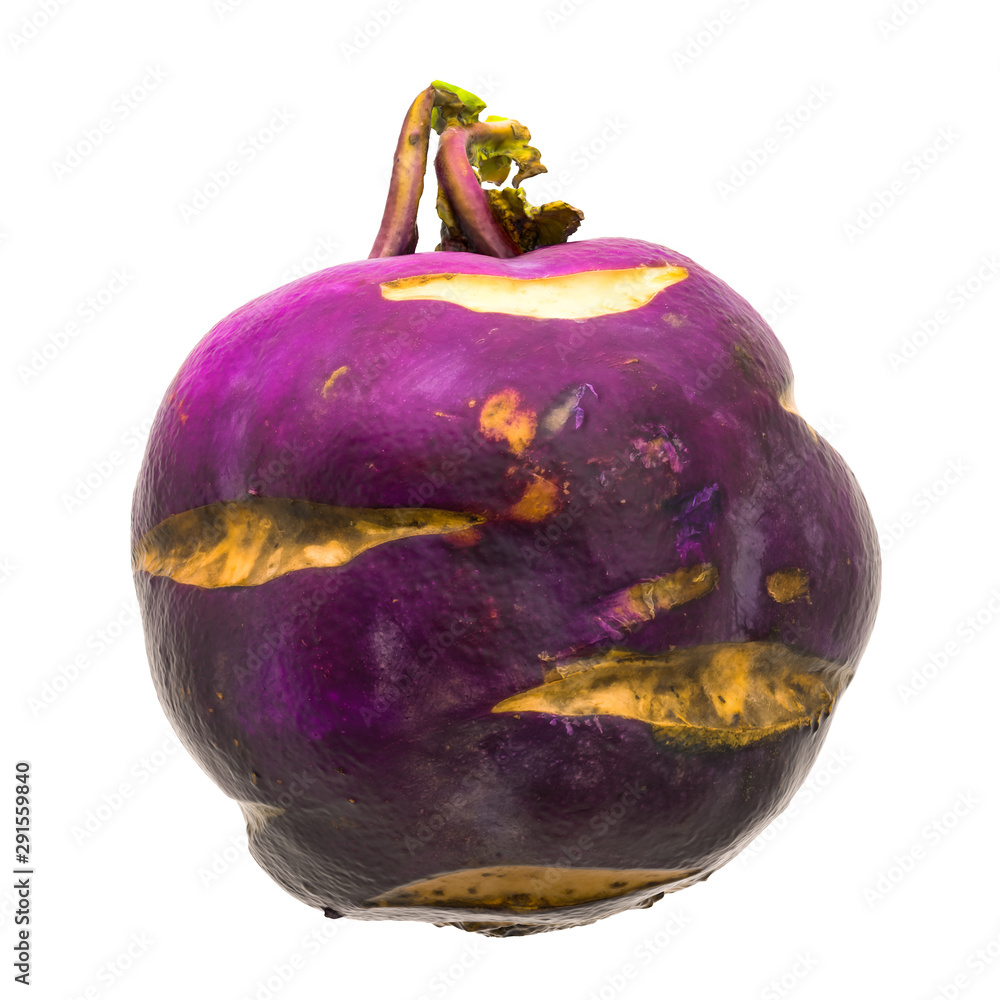 Poster purple kohlrabi 3d rendering with realistic texture