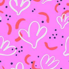 Abstract seamless texture with hand drawn ink shapes. Vector modern pattern with blobs and different shapes. Elegant artistic background.