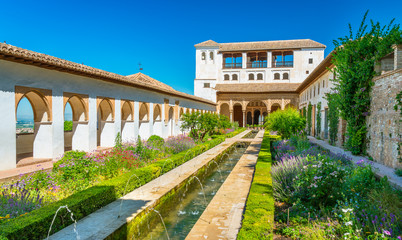 The amazing Generalife Palace in Granada. Andalusia, Spain. - obrazy, fototapety, plakaty