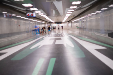 Abstract blurred image of the subway station for background usage.