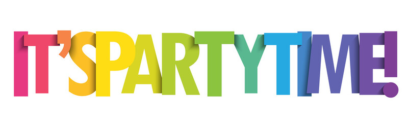 IT'S PARTY TIME! colorful vector typography banner