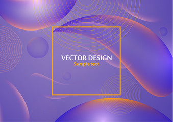 Abstract dynamic transparent forms and lines with flowing fluid liquid organic forms, neon colors. Template for design banner, flyer or presentation.