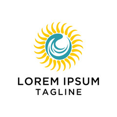 Obraz premium wave and sun logo design Template