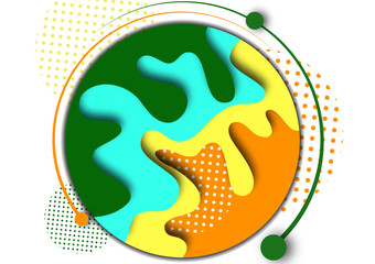 Abstract 3d background with paper cut shapes and dots circles. Design layout for business presentations, flyers, posters and invitations. Colorful art of carving.