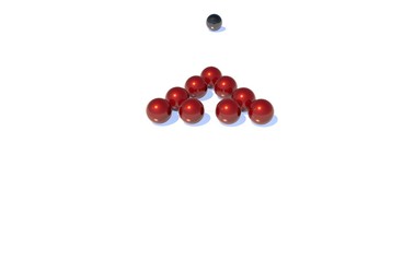 Red billiards balls. Billiard ball at blue table. Colorful American pool snooker balls background. American Billiard in bar. Close up Billiard balls. Bar game. Billiard table game.