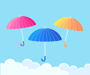 Cute umbrella for girl isolated on background. Vector flat design