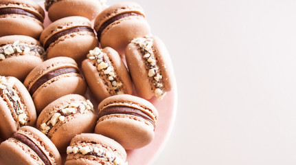 Chocolate macarons banner.
