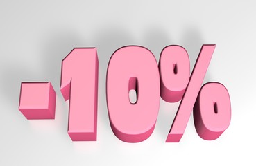 -10 percent discount. Pink number for discounts and sales.