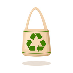 Eco canvas bag isolated on white background. Vector flat design