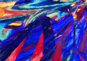 Pretty oil painting on canvas art background. Colorful brushstrokes and watercolor splashes elements. Digital artistic texture for graphic design. Printable beautiful pattern.