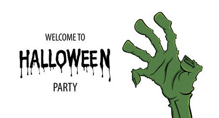 Obraz premium Cartoon zombie hand for flyer party design