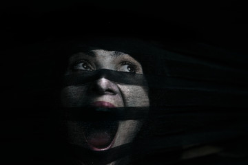 Halloween Vampire Beautiful Woman over black
