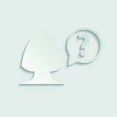  person with question mark. female icon. Human face with question mark in message symbol.  paper icon  with shadow 