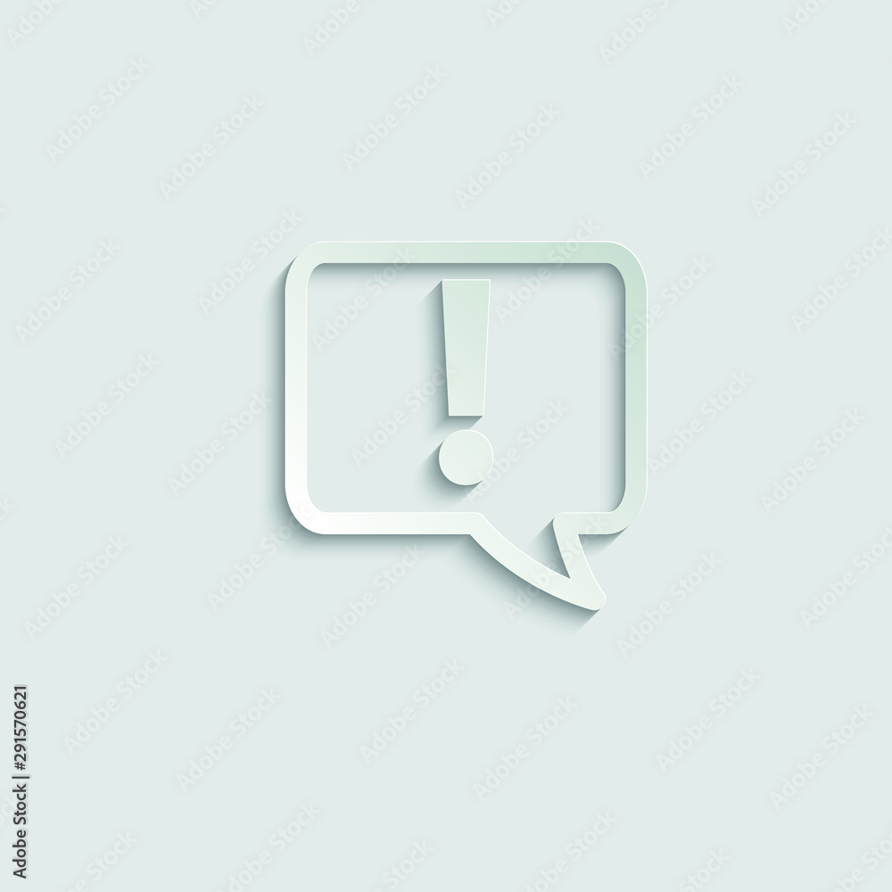 Poster exclamation point icon. exclamation point symbol. chat symbol with the exclamation point. paper icon