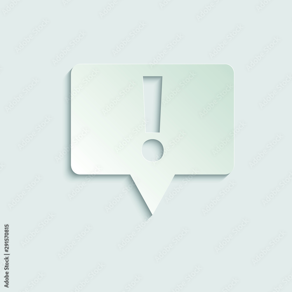Poster exclamation point icon. exclamation point symbol. chat symbol with the exclamation point. paper icon