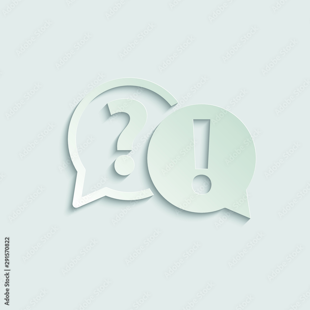 Poster question icon and exclamation point icon. chat symbol with the question and exclamation point icon. 