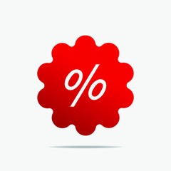 Red Discount percentage sale tag isolated on white background. Vector illustration