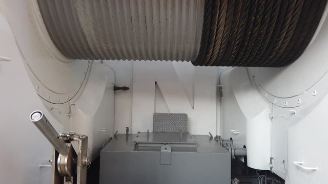 Inside the drawworks of oil drilling rig