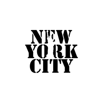 New York city negative space typography logo design image