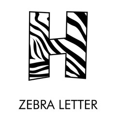 Logotipo letra H con patrón de piel de cebra en blanco y negro