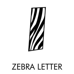 Logotipo letra I con patrón de piel de cebra en blanco y negro