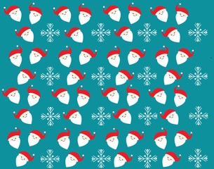 Santa Claus and snowflakes pattern