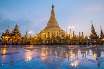 golden pagoda of shwedagon at yangon, myanmar