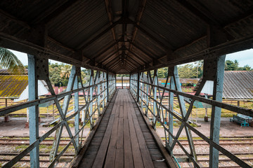 footbridge architecture at burmese train station