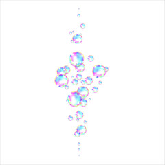 Colorful soap  bubbles with rainbow reflection.