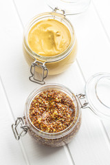 Yellow mustard and whole grain mustard.