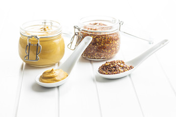 Yellow mustard and whole grain mustard.