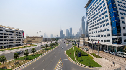 Dubai City from a Foot-Over Bridge 