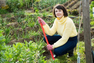 Woman working in garden
