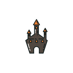 halloween dark castle building icon