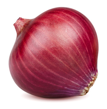 Isolated onion. One red whole onion isolated on white background with clipping path