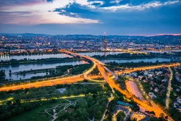 Foto op Aluminium Blue hour over Vienna city © razvan.vasile
