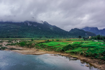 Fototapeta na wymiar Mountain River in Quang Binh Province in Vietnam