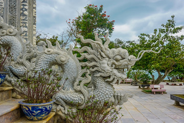 Beautiful architecture at the Buddhist temple in Da Nang, Vietnam