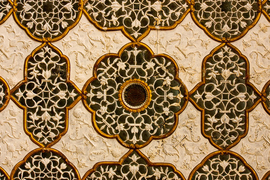 detail of bas-relief decoration inside the fort of Jaipur, India