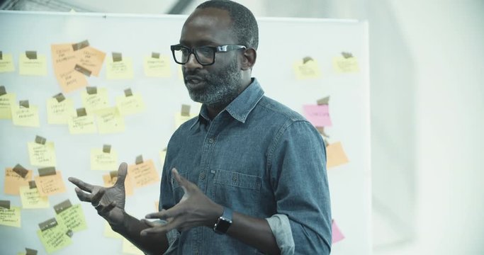 African American executive holding a brainstorm meeting