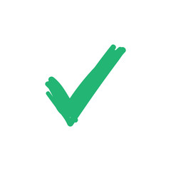 Green checkmark icon. Approval tick.