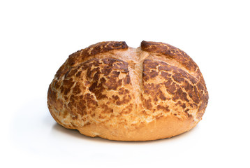 Tiger bread isolated on white