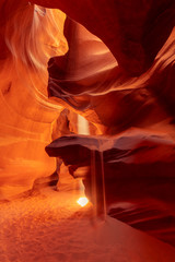 Heart in famous Antelope Canyon with sunbeam, Arizona, Portugal